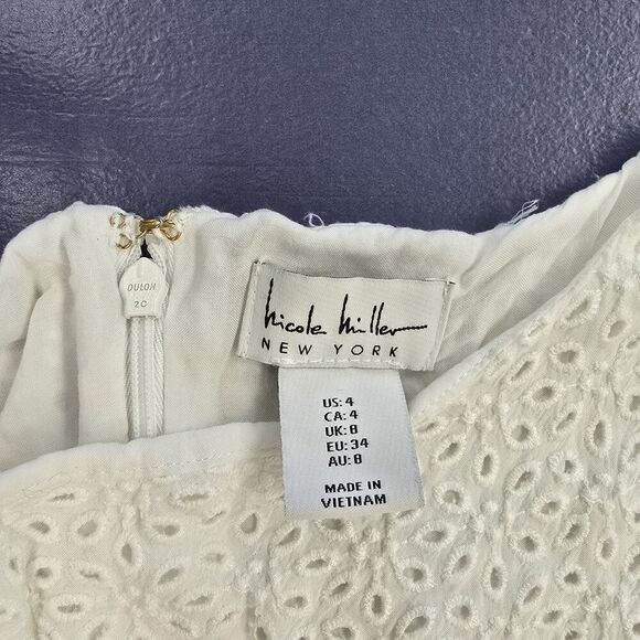 Nicole Miller NY Women's Dress Size 4 White Mini Zip Closure (A26) - Picture 5 of 11